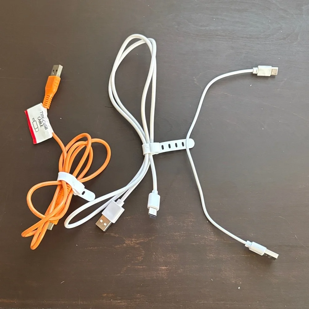 Universal USB-USB C Charging Cable Set - White and Orange